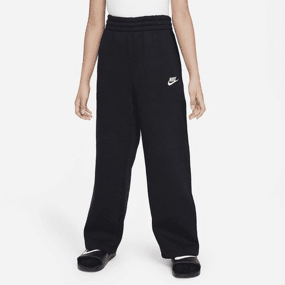 Nike Sportswear Club Fleece Big Kids' (Girls') Wide-Leg Pants Color: Black/Black/White Size: S