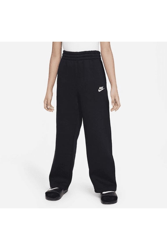 Sportswear Club Fleece Big Kids' (Girls') Wide-Leg Pants Color: Black/Black/White Size: S