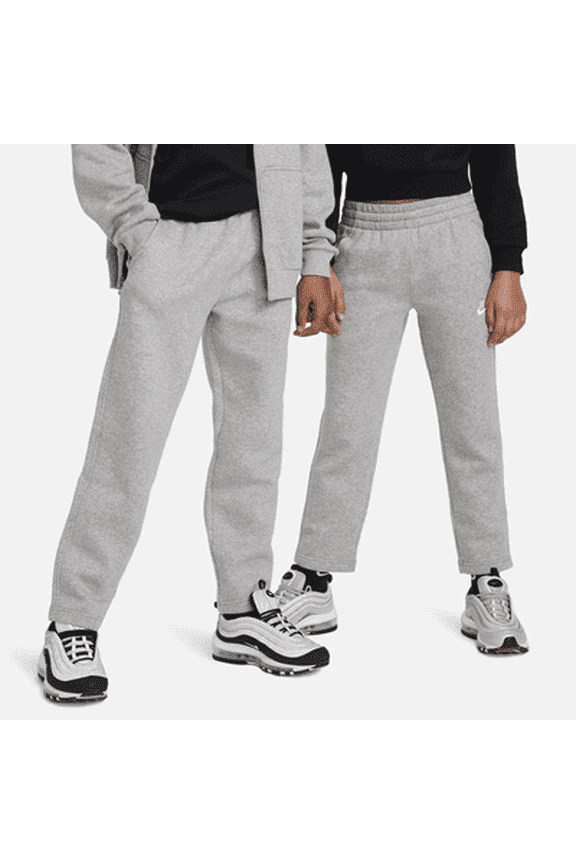 Sportswear Club Fleece Big Kids' Open-Hem Pants Color: Dark Grey Heather/Base Grey/White Size: XS