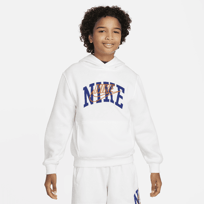 Nike Sportswear Club Fleece Big Kids Pullover Hoodie Color White Safety Orange Size M Walmart