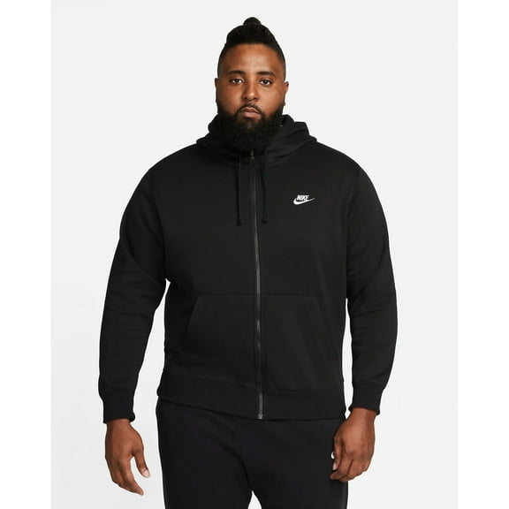Men's Nike Sportswear Club Fleece Full-Zip Hoodie Color: Black White Size: M