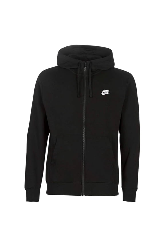 Men's Nike Sportswear Club Fleece Full-Zip Hoodie Color: Black White Size: XL