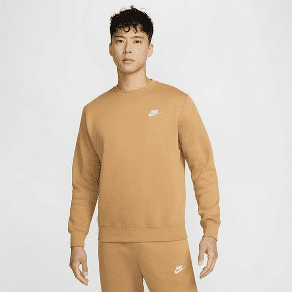 Nike Sportswear Club Fleece Men's Crew Color: Flax/White Size: 3XL