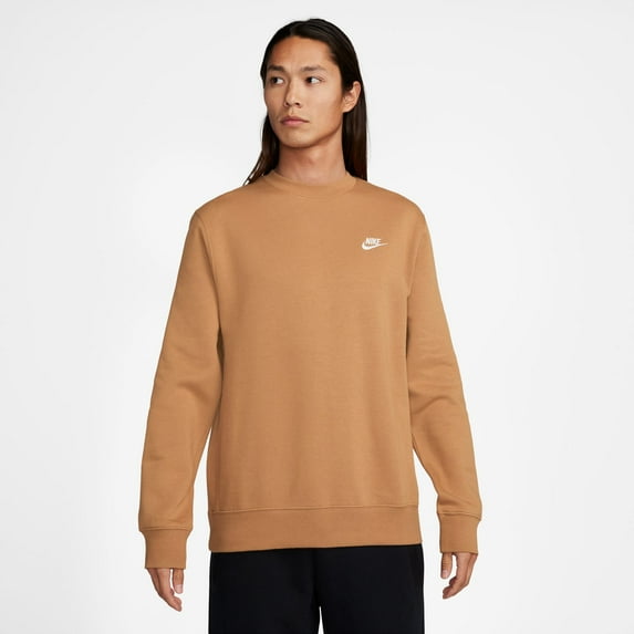 Nike Sportswear Club Fleece Men's Crew Color: Flax/White Size: S
