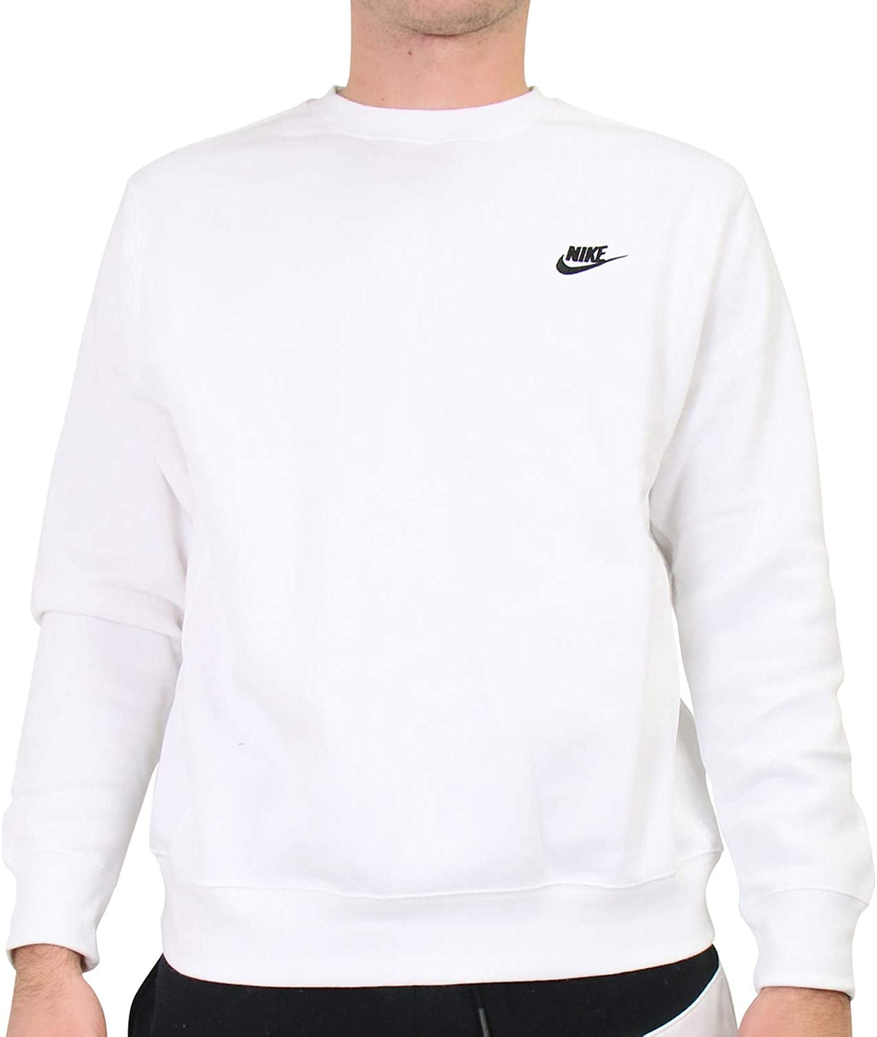 Nike Sportswear Club Fleece Men's Crew Color: White/Black Size: XS
