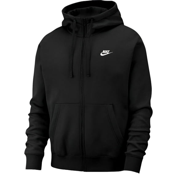 Men's Nike Sportswear Club Fleece Full-Zip Hoodie Color: Black White Size: L