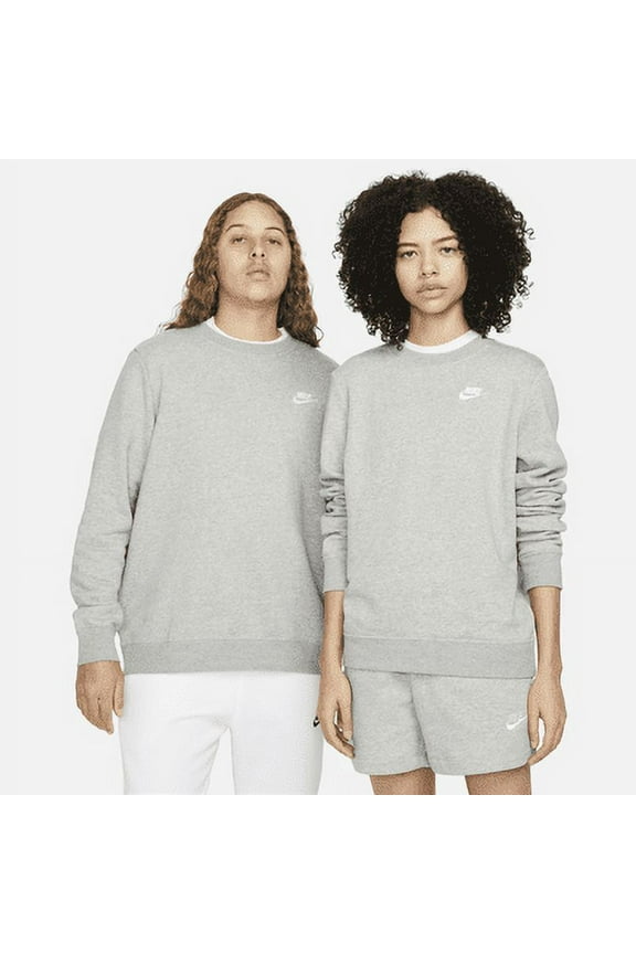 Nike Sportswear Club Fleece Women's Crew-Neck Sweatshirt Color: Dark Grey Heather/White Size: XS