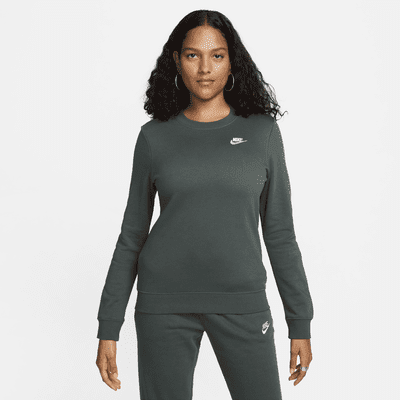 Nike Sportswear Club Fleece Women's Crew-Neck Sweatshirt Color: Vintage Green/White Size: S