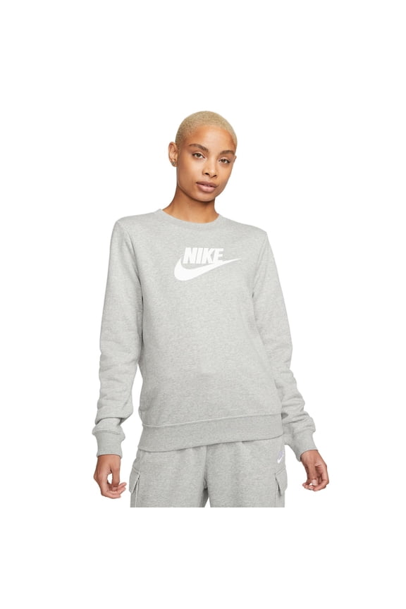 Sportswear Club Fleece Women's Logo Crew-Neck Sweatshirt Color: Dark Grey Heather/White Size: S