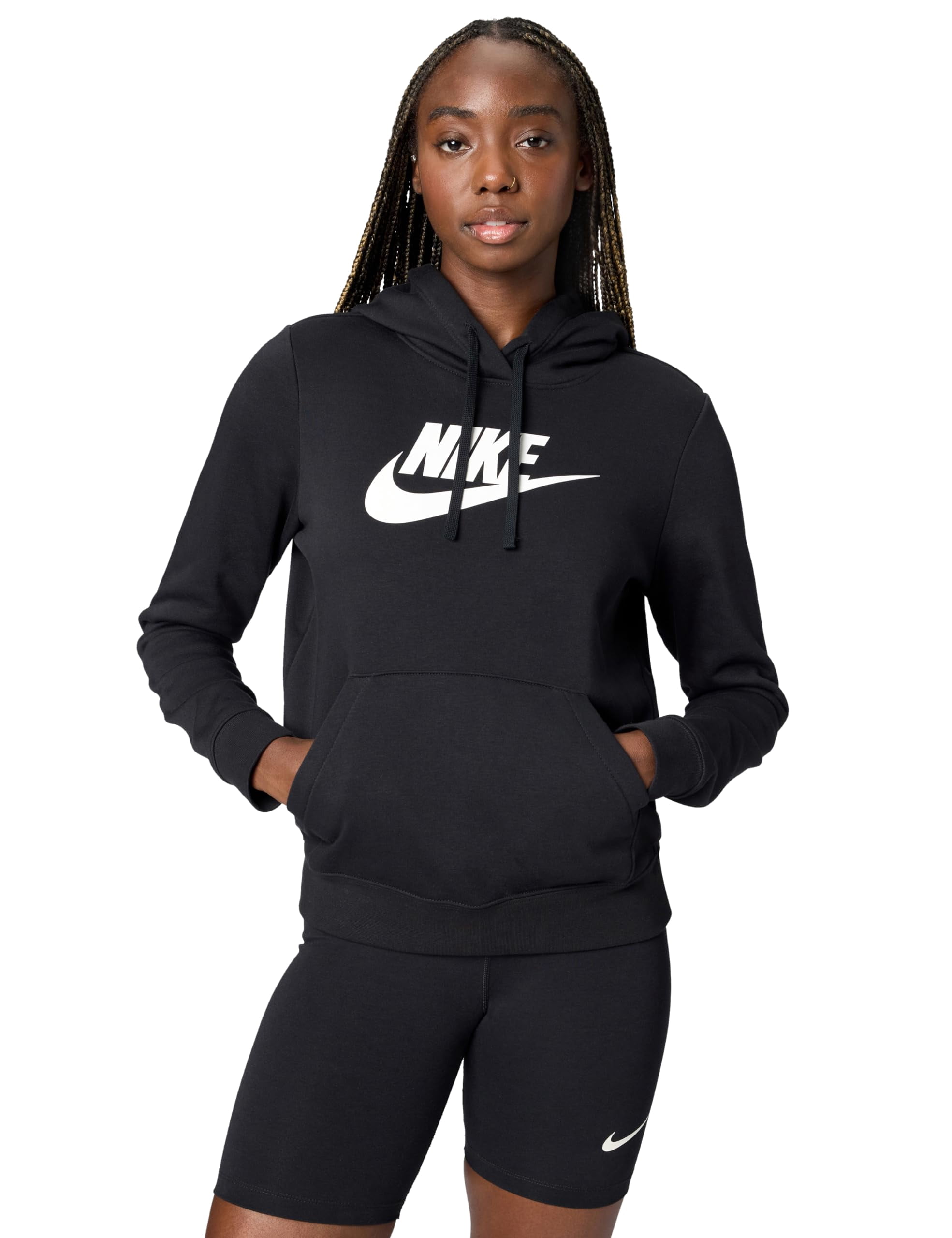 Sportswear Club Fleece Women's Logo Pullover Hoodie Color: Black/White Size: M
