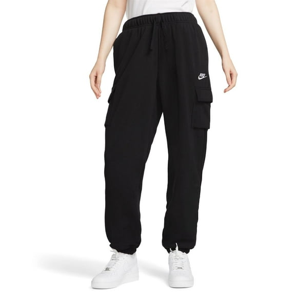 Nike Sportswear Club Fleece Women's Mid-Rise Oversized Cargo Sweatpants Color: Black/White Size: XL