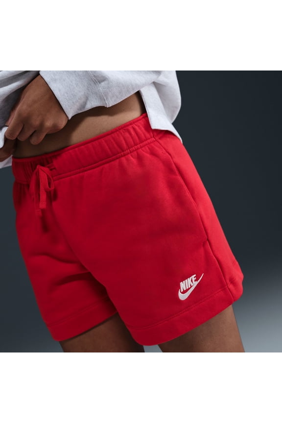 Sportswear Club Fleece Women's Mid-Rise Shorts Color: University Red/White Size: M
