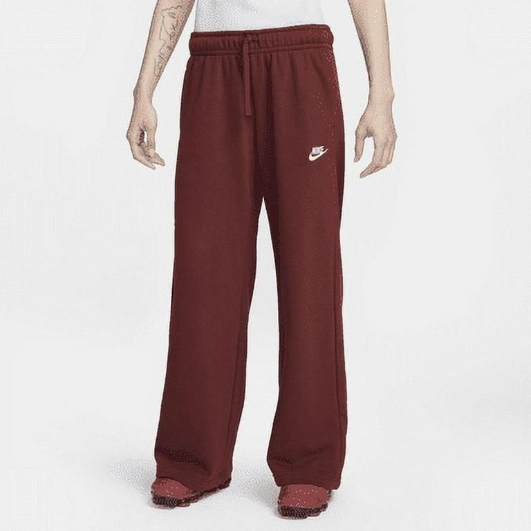Nike Sportswear Club Fleece Women s Mid Rise Wide Leg Sweatpants Color Dark Team Red White Size M