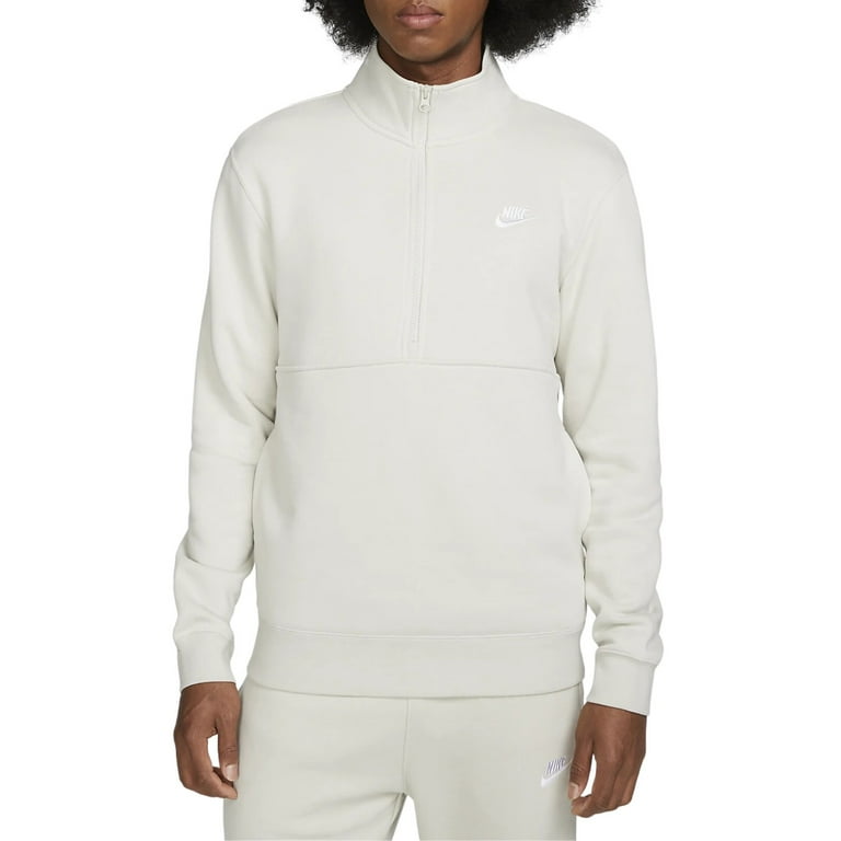 Nike Sportswear Club Men's Brushed-Back 1/2-Zip Pullover Color: Light  Bone/Light Bone/White Size: M