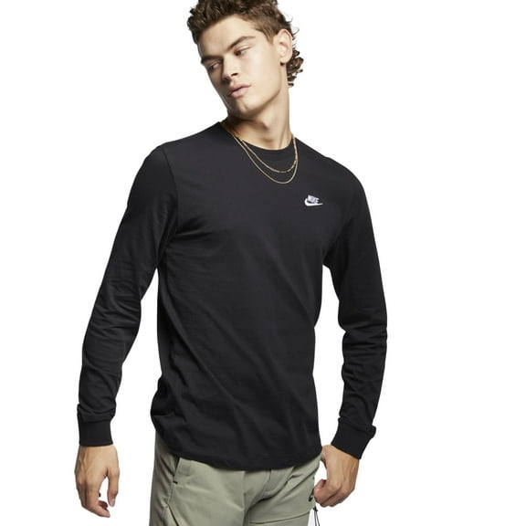 Nike Sportswear Club Men's Long-Sleeve T-Shirt Color: Black/White Size: M