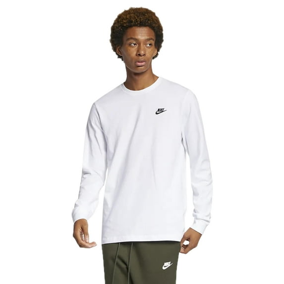 Nike Sportswear Club Men's Long-Sleeve T-Shirt Color: White/Black Size: L