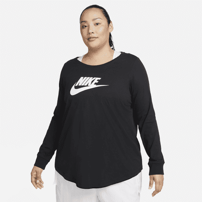 売れ筋商品|||ナイキ Tシャツ トップス レディース Plus Size Sportswear Club Long-Sleeve T-Shirt Black/whit Nike Sportswear Club Women's Long-Sleeve T-Shirt (Plus Size