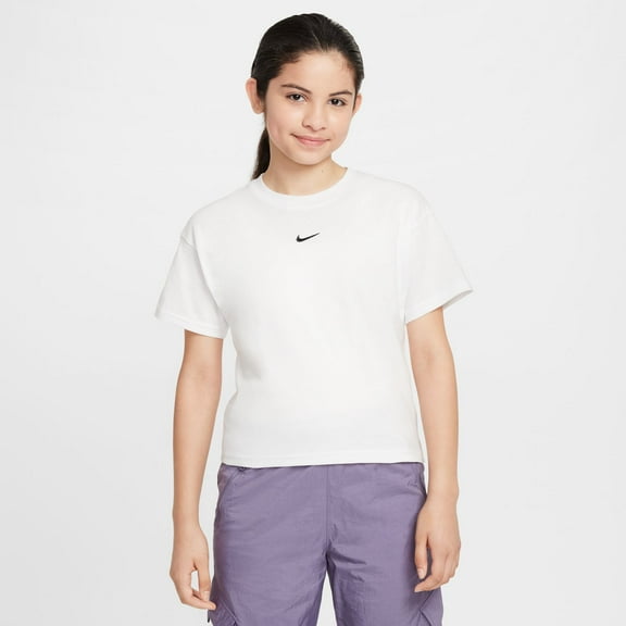 Nike Sportswear Essential Big Kids' (Girls') T-Shirt Color: White Size: L