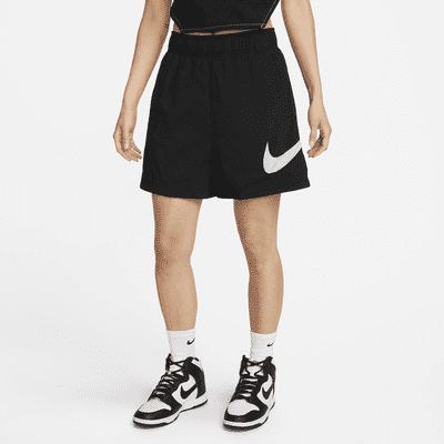 Nike Sportswear Essential Women's High-Rise Woven Shorts Color: Black/White Size: L
