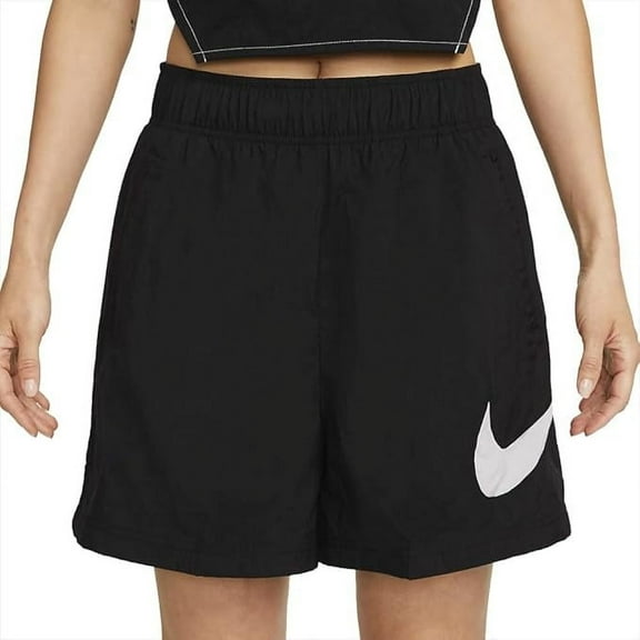 Nike Sportswear Essential Women's High-Rise Woven Shorts Color: Black/White Size: M