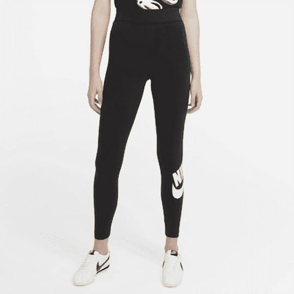 Nike Sportswear Essential Women's High-Waisted Logo Leggings Color: Black/White Size: XS