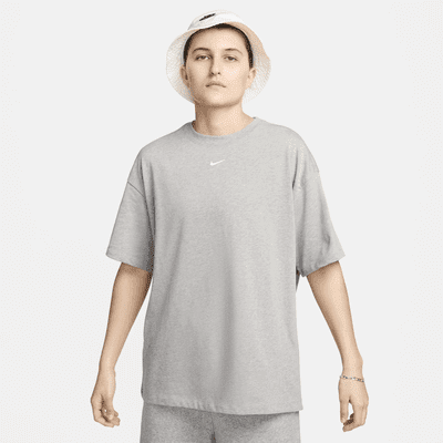 Nike Sportswear Essential Women s Oversized T Shirt Color Dark Grey Heather White Size L Walmart