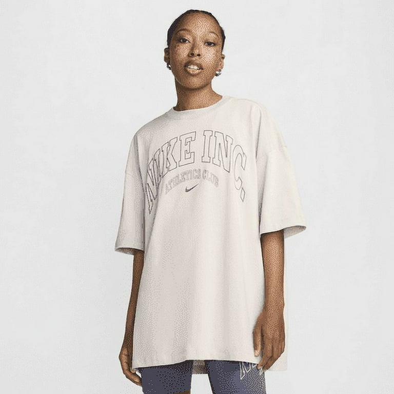 Nike Sportswear Essential Women s Oversized T Shirt Color Light Bone Size M Walmart