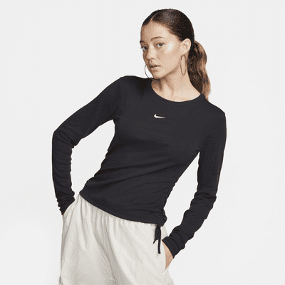 nike black long sleeve crop top