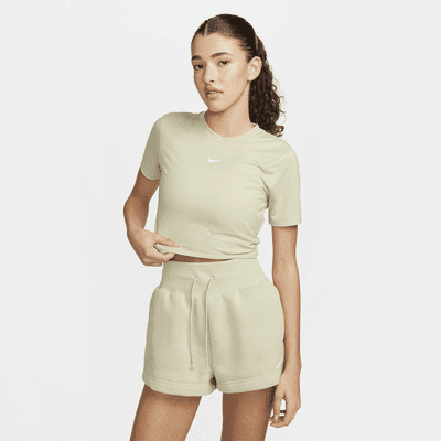 Nike Sportswear Essential Women's Slim Cropped T-Shirt Color: Olive Aura Size: L
