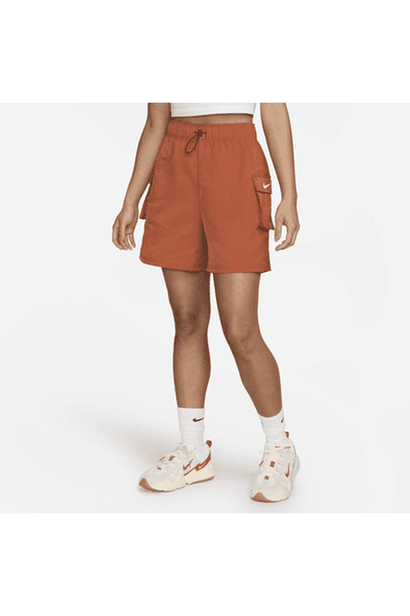Nike Sportswear Essential Women's Woven High-Rise Shorts Color: Burnt Sunrise/Sail Size: S