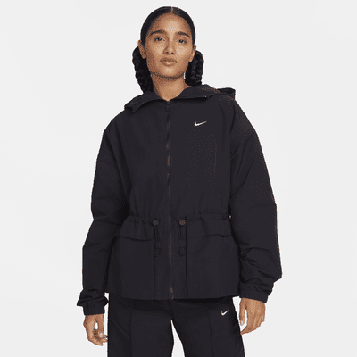 Nike Sportswear Everything Wovens Women's Oversized Hooded Jacket Color: Black/White Size: M (8–10)