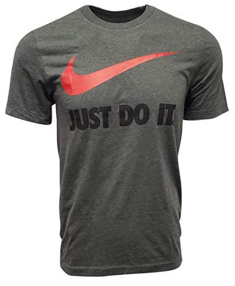 Nike Sportswear Men s Just Do It Swoosh Tee Large Dark Grey Red Swoosh Black Text Walmart
