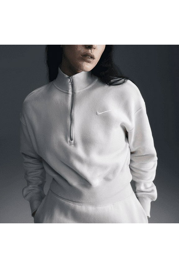 Nike Sportswear Phoenix Fleece Women's 1/2-Zip Cropped Sweatshirt Color: Light Orewood Brown/Sail Size: L