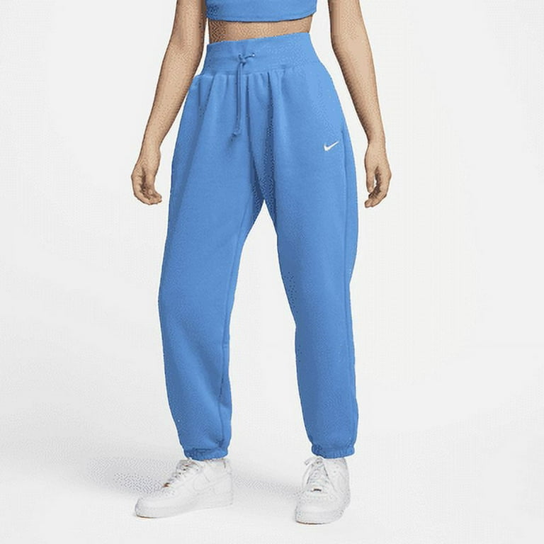 Nike Sportswear Phoenix Fleece Women s High Waisted Oversized Sweatpants Color Star Blue Sail Size M Short Walmart