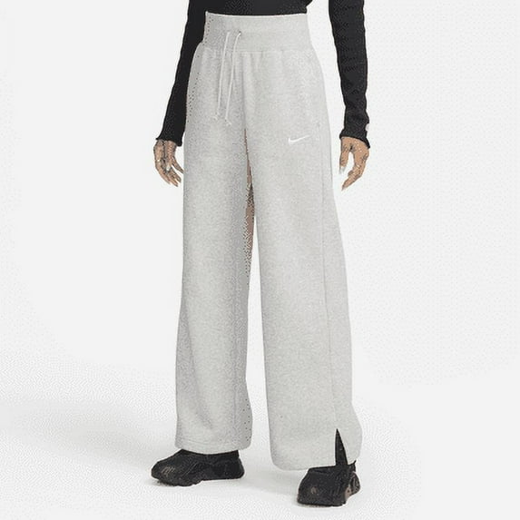 Nike Sportswear Phoenix Fleece Women's High-Waisted Wide-Leg Sweatpants Color: Dark Grey Heather/Sail Size: L Short