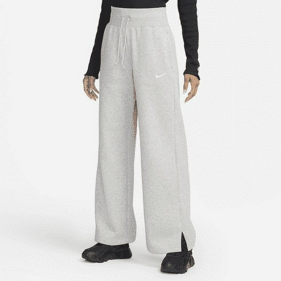 Nike Sportswear Phoenix Fleece Women's High-Waisted Wide-Leg Sweatpants Color: Dark Grey Heather/Sail Size: L