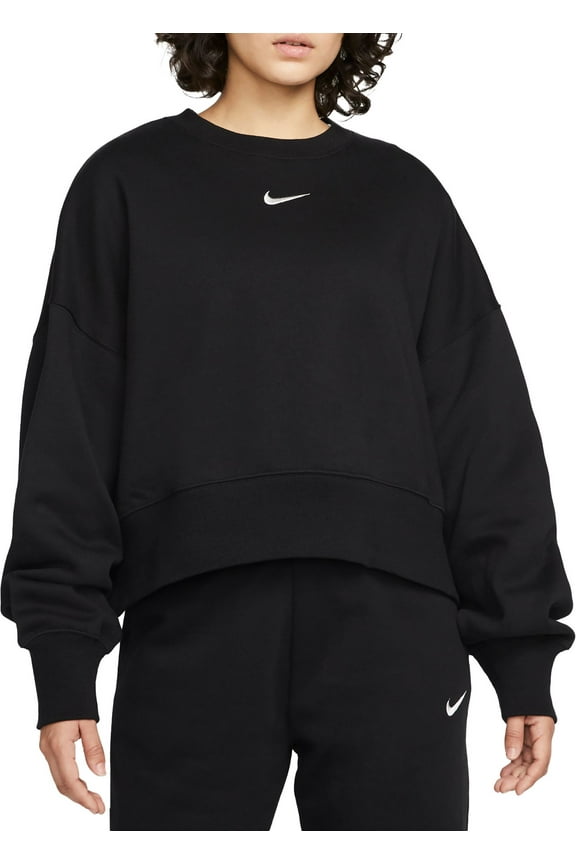 Sportswear Phoenix Fleece Women's Over-Oversized Crew-Neck Sweatshirt Color: Black/Sail Size: XL