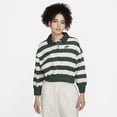 thumbnail image 1 of Nike Sportswear Phoenix Fleece Women's Oversized 3/4-Sleeve Striped Crop Polo Color: Pro Green Size: 2XL, 1 of 1