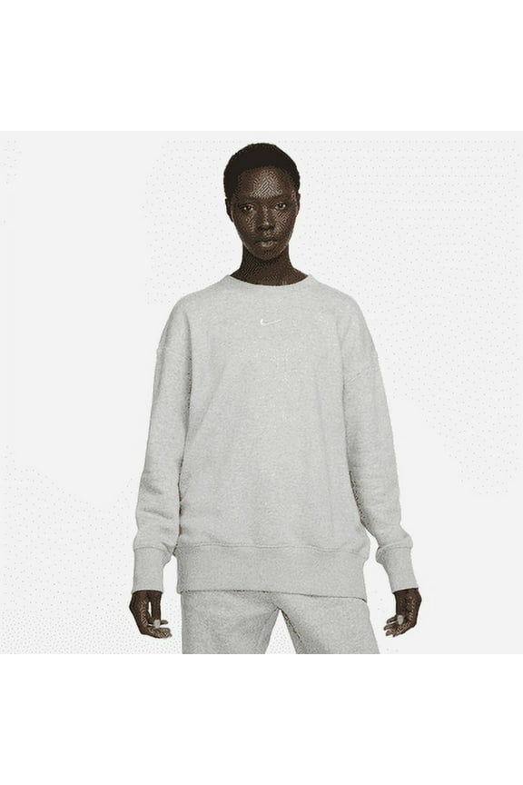 Sportswear Phoenix Fleece Women's Oversized Crew-Neck Sweatshirt Color: Dark Grey Heather/Sail Size: M