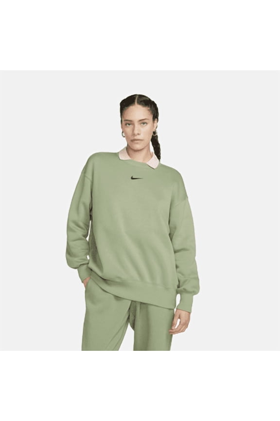 Sportswear Phoenix Fleece Women's Oversized Crew-Neck Sweatshirt Color: Dark Grey Heather/Sail Size: XS