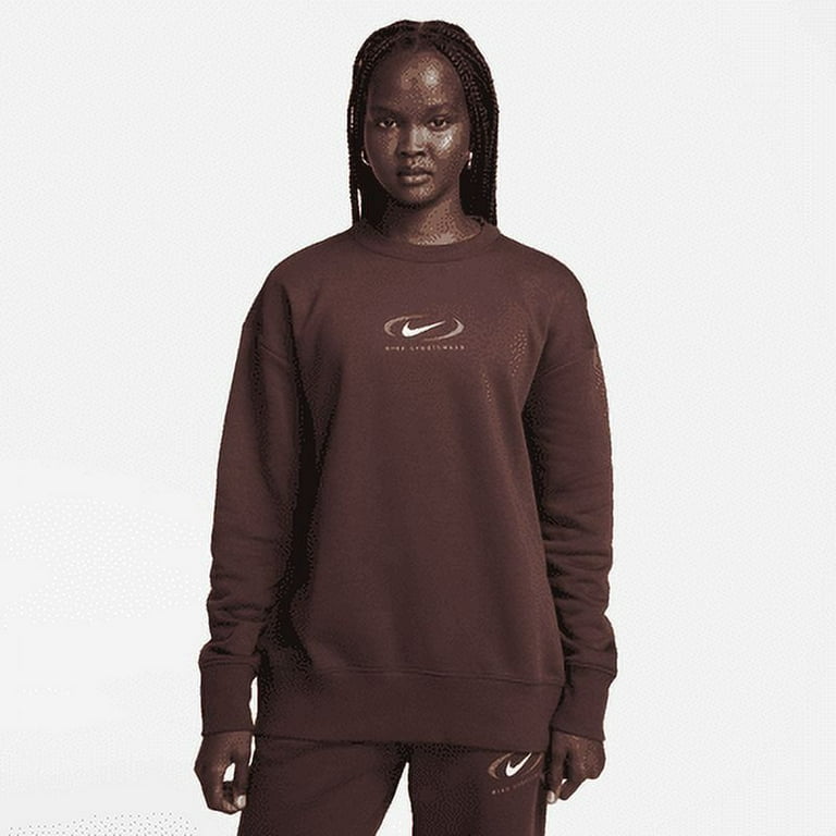 Nike Sportswear Phoenix Fleece Women s Oversized Crew Neck Sweatshirt Color Earth Size M Walmart