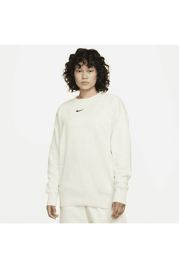 Nike Sportswear Phoenix Fleece Women's Oversized Crew-Neck Sweatshirt Color: Sail/Black Size: 2XL