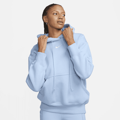 Nike Sportswear Phoenix Fleece Women s Oversized Pullover Hoodie Color Light Armory Blue Sail Size XXS
