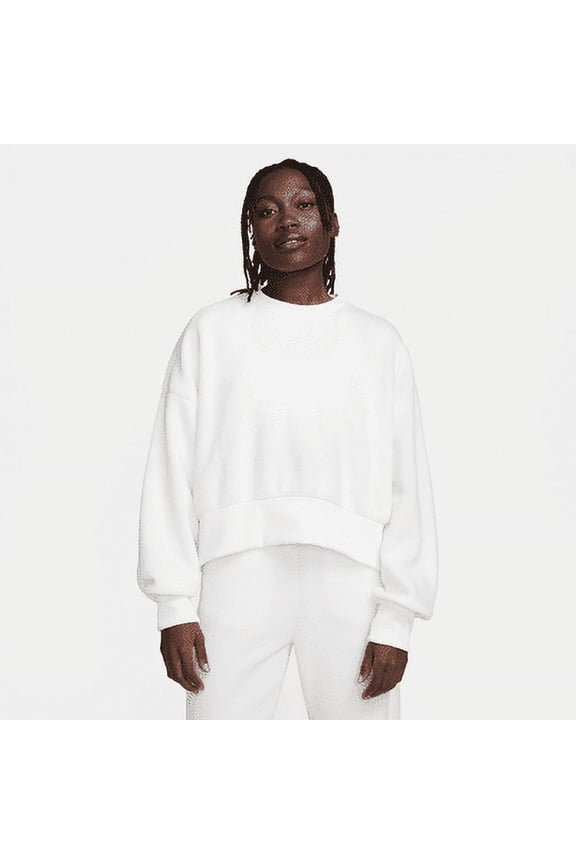 Sportswear Plush Women's Oversized Crew-Neck Mod Crop Sweatshirt Color: Sail/Sail Size: M