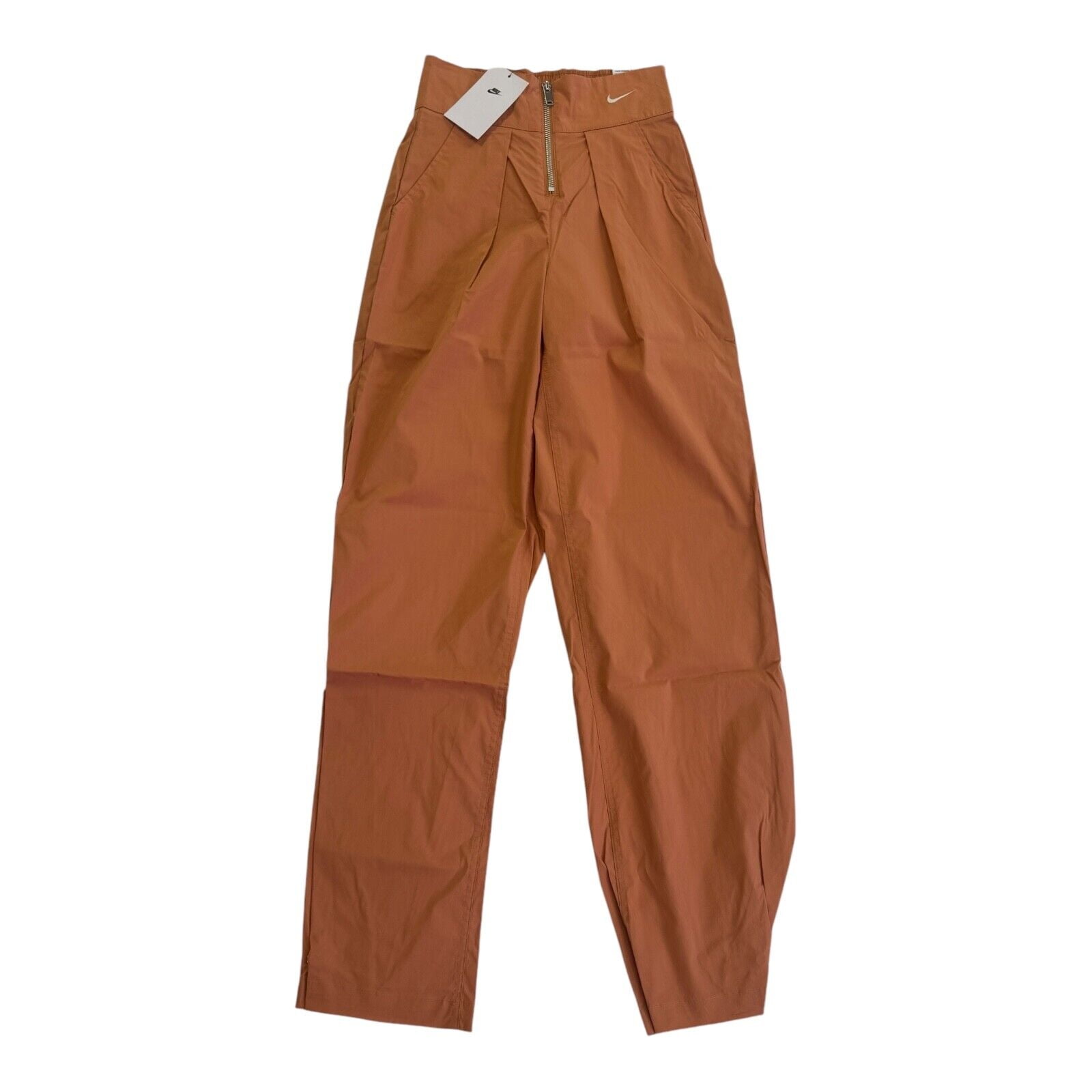 Nike Sportswear Snap Leg Pants Women Peach Zip Front Loose Fit