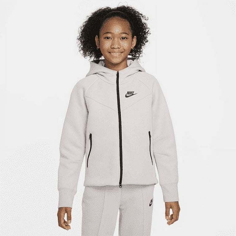 Nike Sportswear Tech Fleece Big Kids Girls Full Zip Hoodie Color Platinum Violet Black Black Size L Walmart
