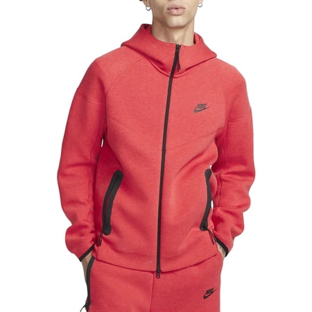 Nike Sportswear Tech Fleece Windrunner Men's Full-Zip Hoodie Color: Light University Red Heather/Black Size: XS