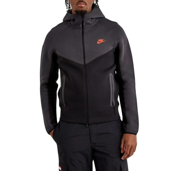 Nike Sportswear Tech Fleece Windrunner Men's Full-Zip Hoodie Color: Black/Dark Smoke Grey/Light Crimson Size: XS