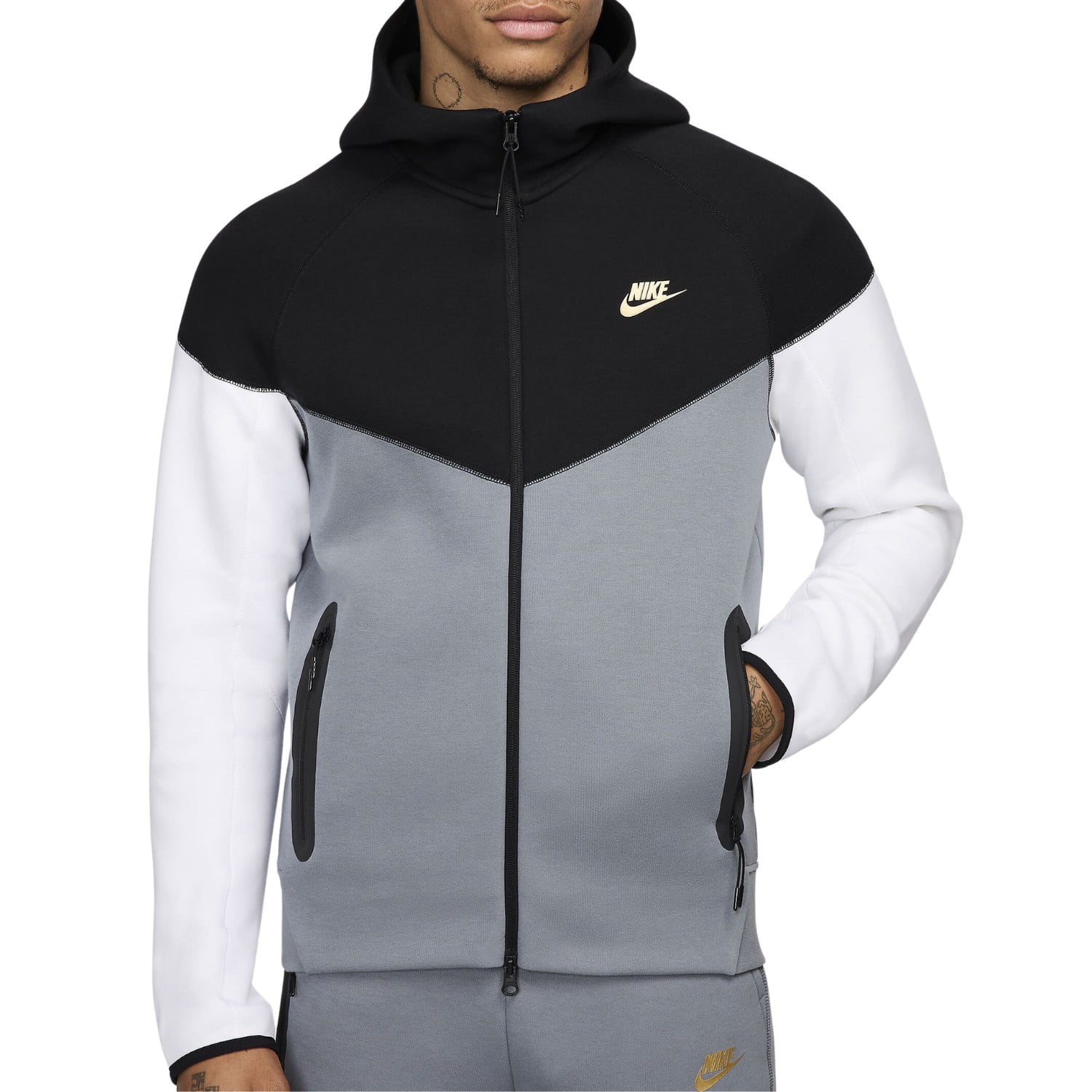 Men's Size L Nike Tech Fleece Windrunner Black Cool Grey