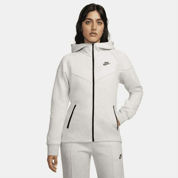 Nike Sportswear Tech Fleece Windrunner Women's Full-Zip Hoodie Color: Light Grey/Heather/Black Size: XS (0–2)
